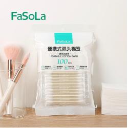 Fasola  一次性便携棉签双头化妆卸妆卫生棉棒尖头婴儿单支独立包装100支临期特价