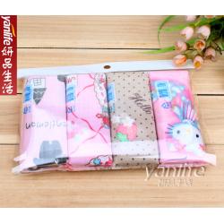 韩国 4P印花多用纤维抹布/小毛巾 吸水小方型毛巾 一包4条